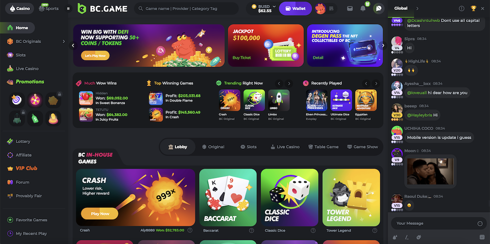 استمتع بتجربة كازينو BC.Game الفريدة